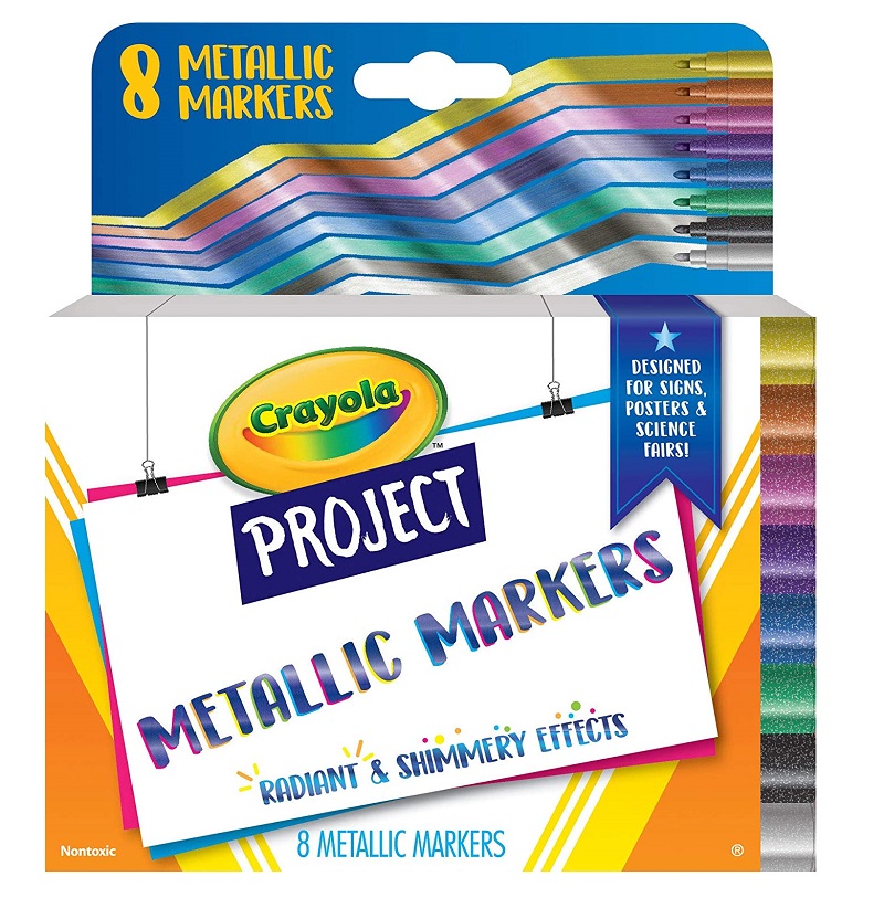 Crayola Metallic Poster Markers, Assorted Colors, Art Supplies, 8 Count
