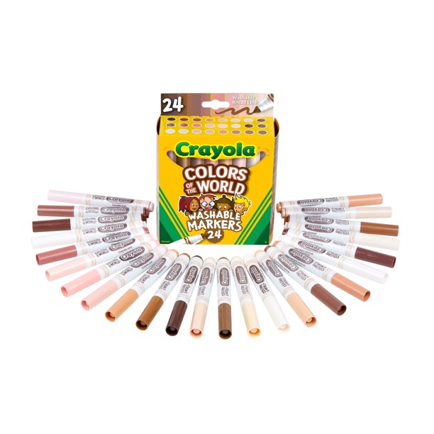 Crayola Colors of the World Markers 24 Pack, Washable Skin Tone Markers, 24 New Colors