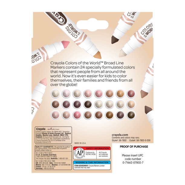 Crayola Colors of the World Markers 24 Pack, Washable Skin Tone Markers