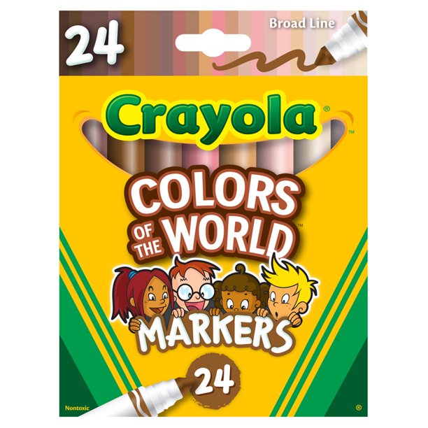 Crayola Colors of the World Markers 24 Pack, Washable Skin Tone Markers, 24 New Colors