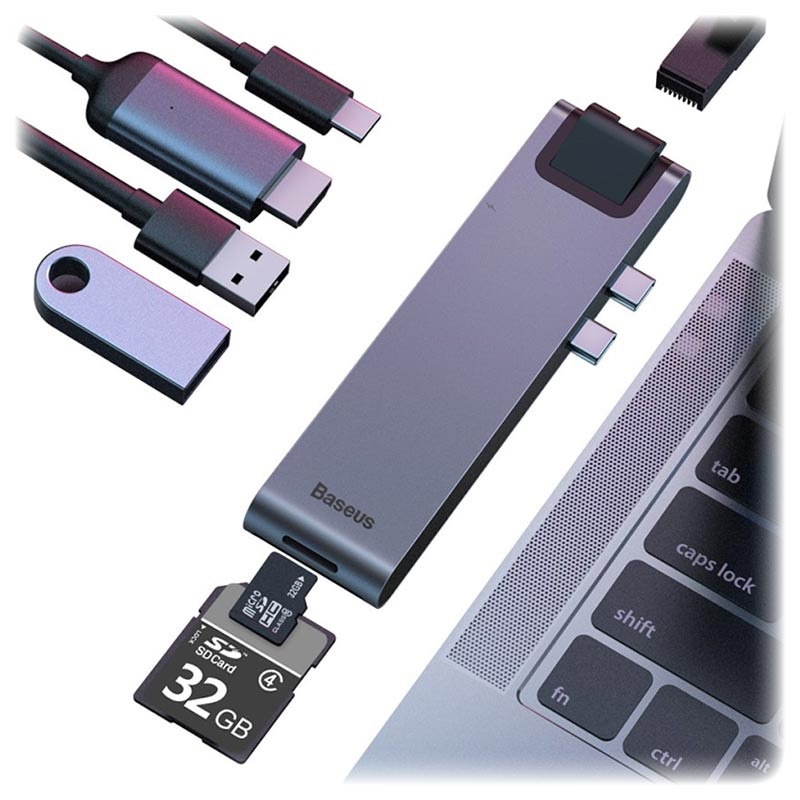 Baseus Thunderbolt C+ Pro Seven- in - One Smart Hub Docking Station &ndash; Gray