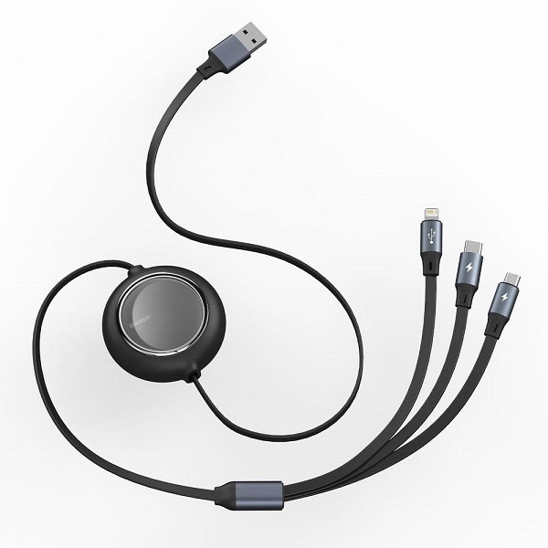 Baseus Bright Mirror 3-in-1 cable USB For M+L+T 3.5A 1.2 Meter - Black