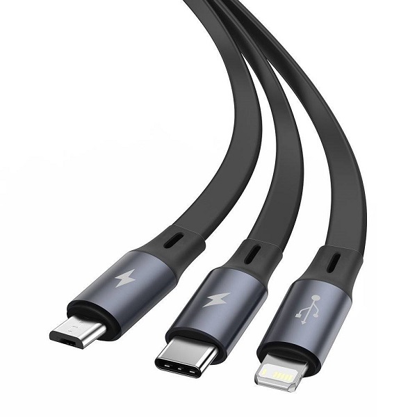 Baseus Bright Mirror 3-in-1 cable USB For M+L+T 3.5A 1.2 Meter - Black