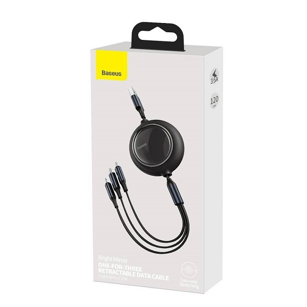Baseus Bright Mirror 3-in-1 cable USB For M+L+T 3.5A 1.2 Meter - Black