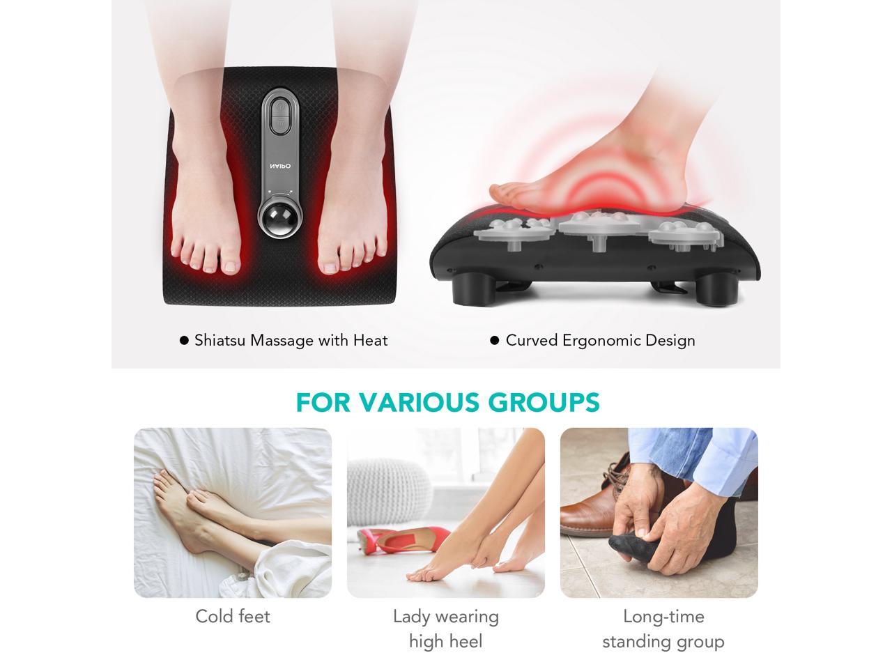 Naipo Foot Massager with Heat, Shiatsu Feet Massage Machine Electric Deep Kneading Plus Resin Massage Ball to Relieve Plantar Fasciitis, Toes, Foot Arch Pain for Home Office Use MGF-50177
