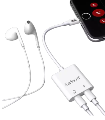 Earldom ET-OT33 2-In-1 Audio Adapter Audio Splitter Support Charging, Music, Call, Volume Control (Plug & Play)