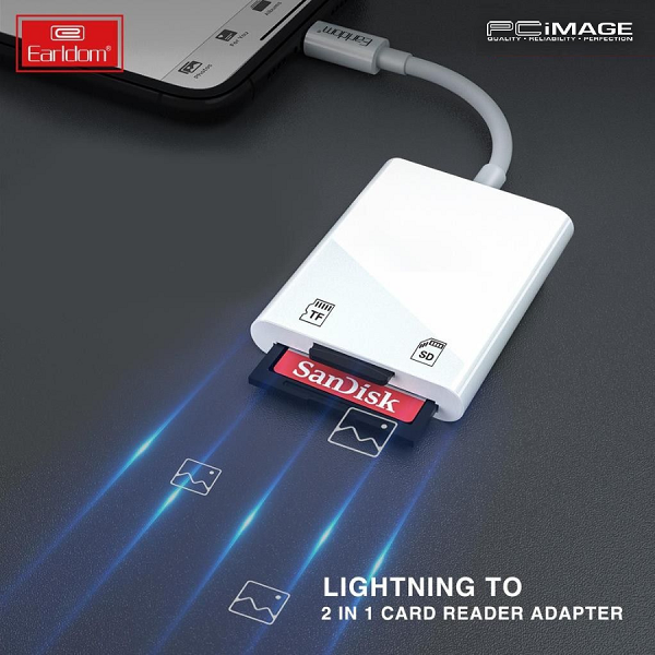 Earldom ET-OT47 Lighting 2 In 1 Card Reader Adapter
