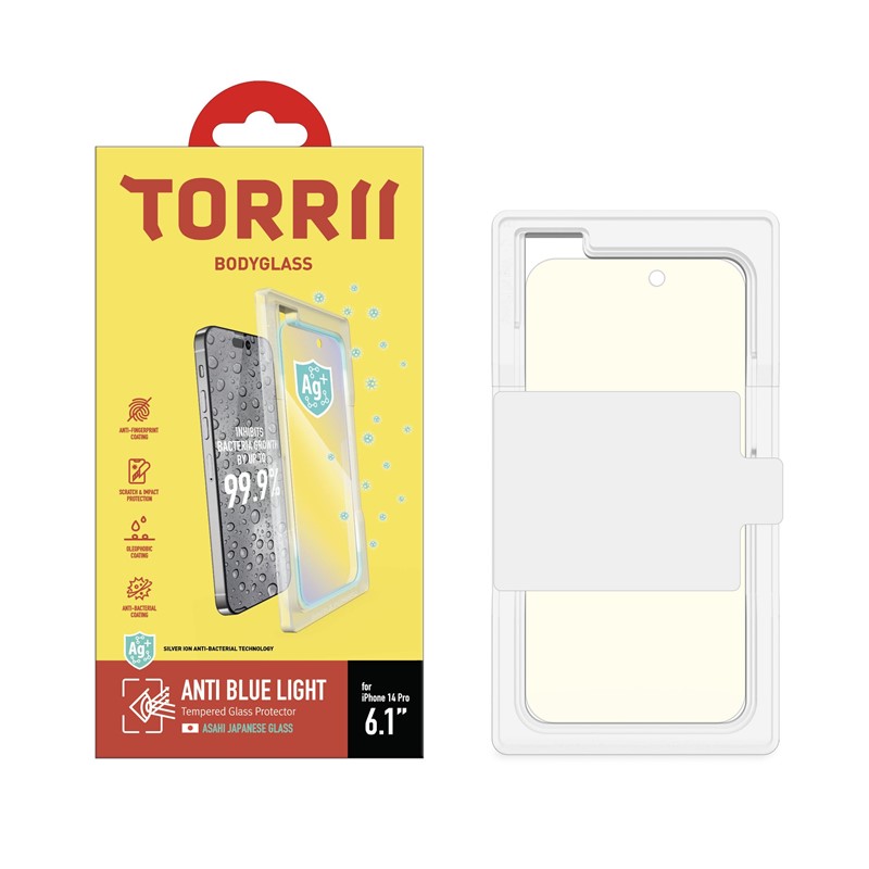 Torrii Bodyglass Screen Protector Anti-Bacterial Coating For iPhone 14 Pro (6.1) – Anti Blue Light Clear