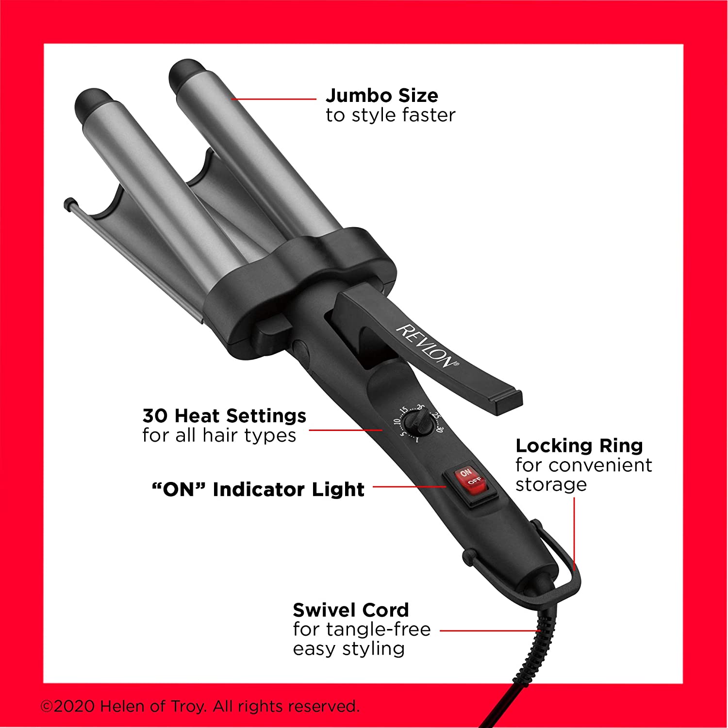 Revlon 3 Barrel Jumbo Hair Waver - Grey
