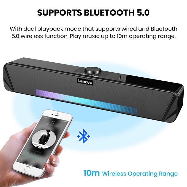 Lenovo TS33-B Wireless Bluetooth Speaker with RGB Strip Computer Audio Bluetooth Sound Bar Speaker