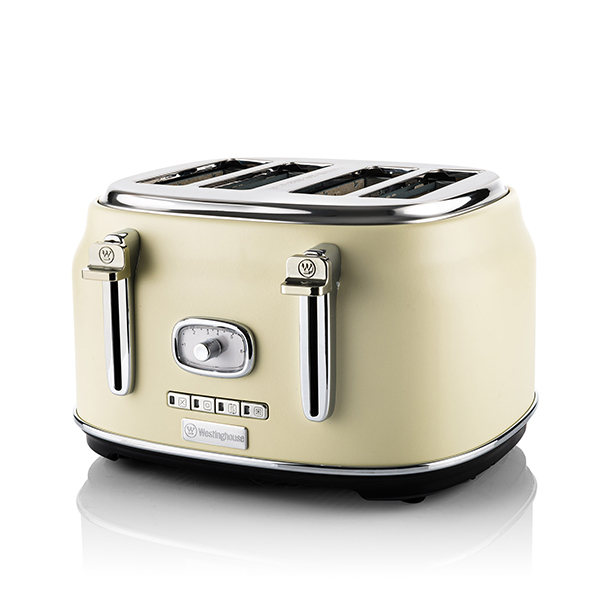 Westinghouse Retro 4-slice Toaster - Six Adjustable Browning Levels - With Self Centering Function & Crumb Tray - Retro White