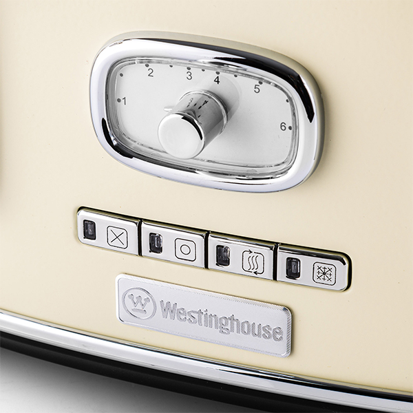 Westinghouse Retro 4-slice Toaster - Six Adjustable Browning Levels - With Self Centering Function & Crumb Tray - Retro White