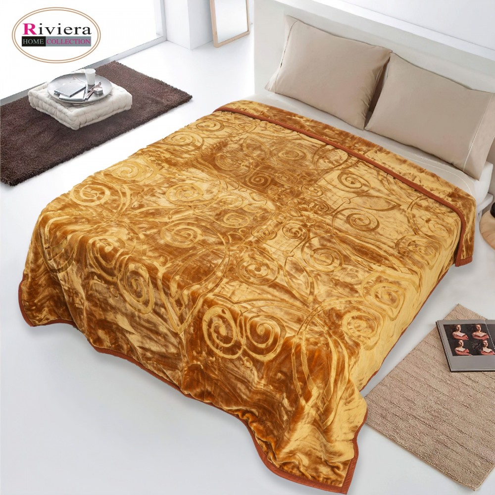 Riviera Winter Double Layer Blanket - Gold