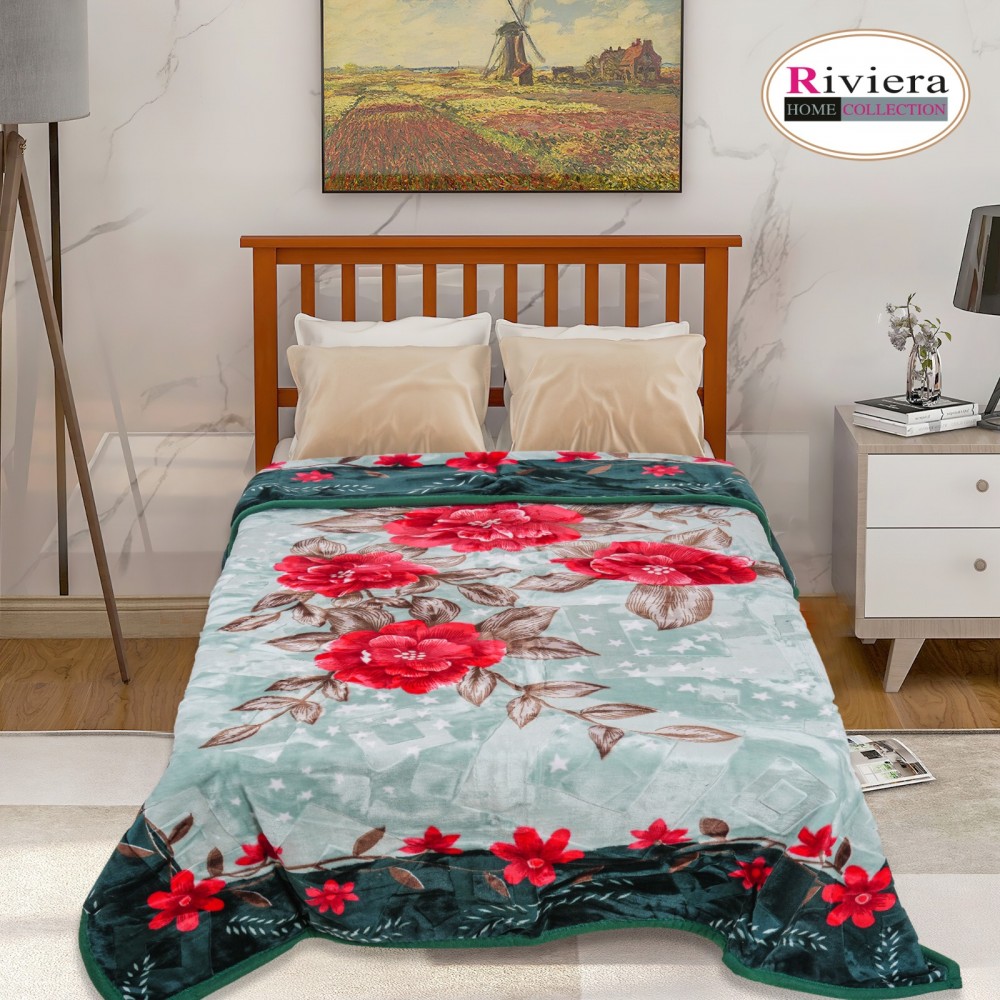 Riviera Single Bed Colored Winter Blanket - Green
