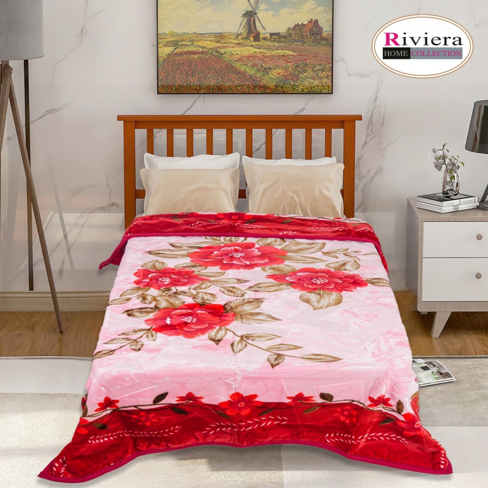 Riviera Single Bed Colored Winter Blanket - Pink