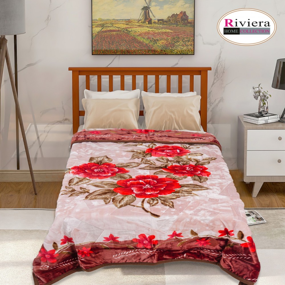 Riviera Single Bed Colored Winter Blanket - Red