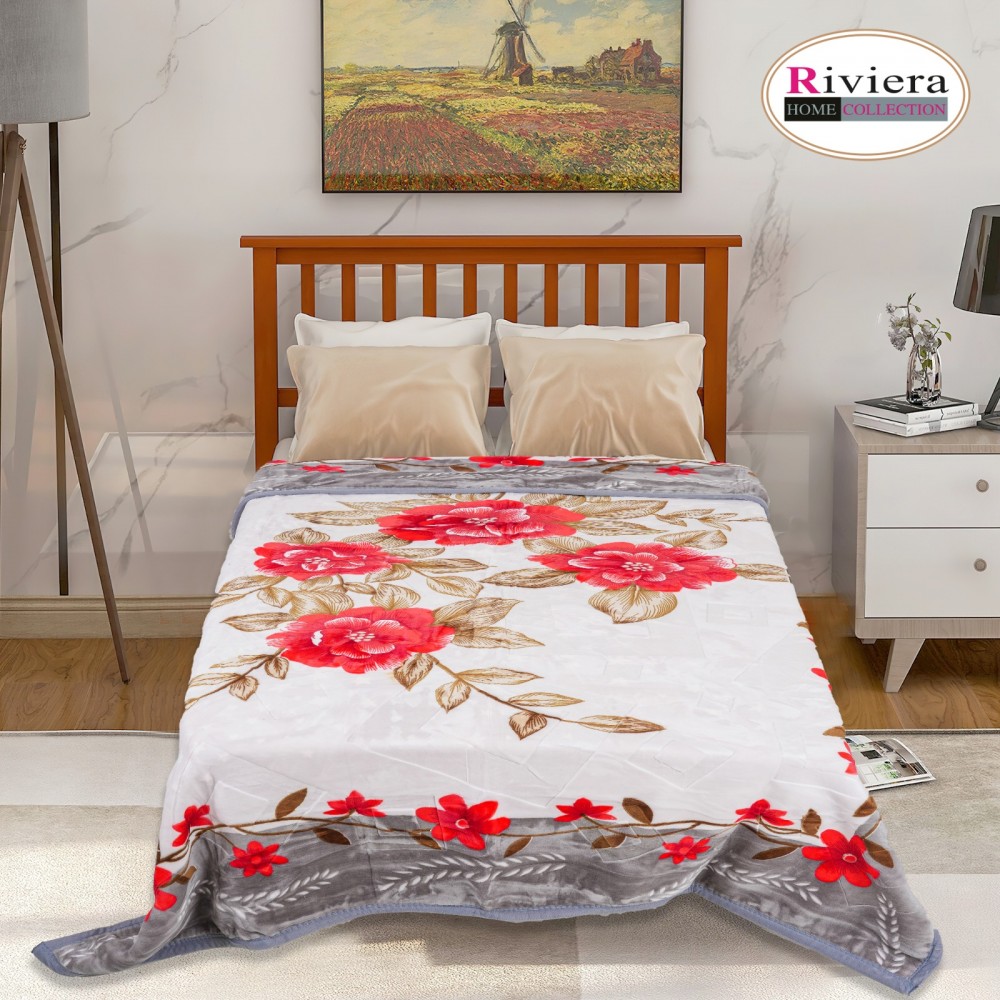Riviera Single Bed Colored Winter Blanket - White
