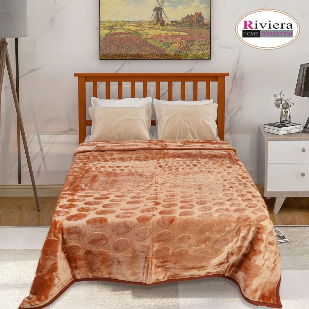 Riviera Single Bed Double Layer Winter Blanket - Brown
