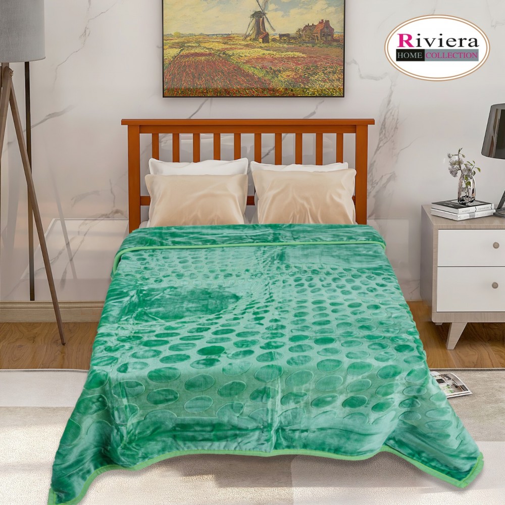 Riviera Single Bed Double Layer Winter Blanket - Green