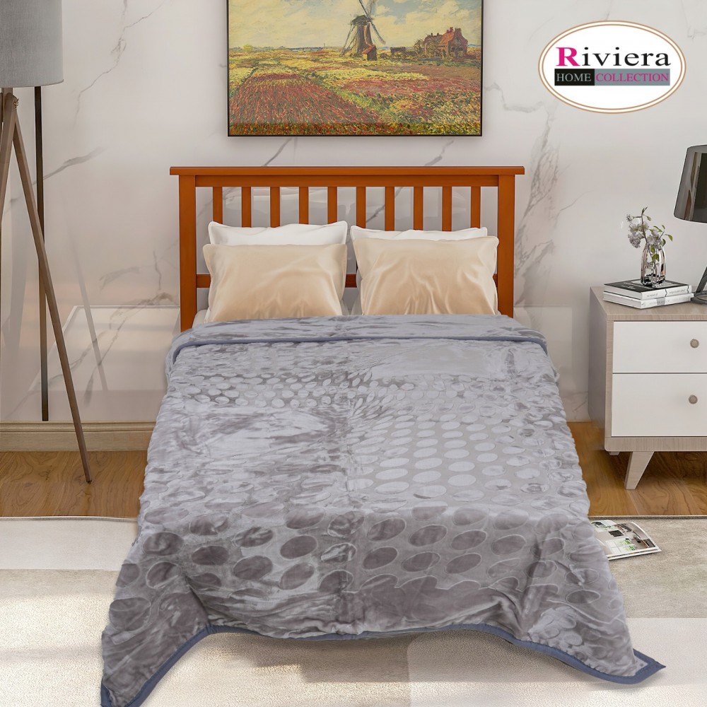 Riviera Single Bed Double Layer Winter Blanket - Grey