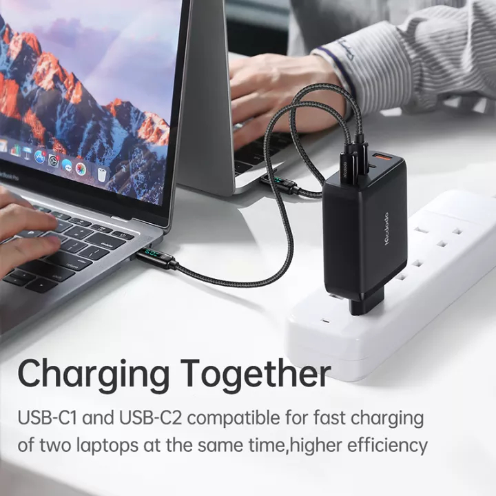 Mcdodo GaN 120w High Power 4 Ports Fast Charging Phone Charger With Cable – Black