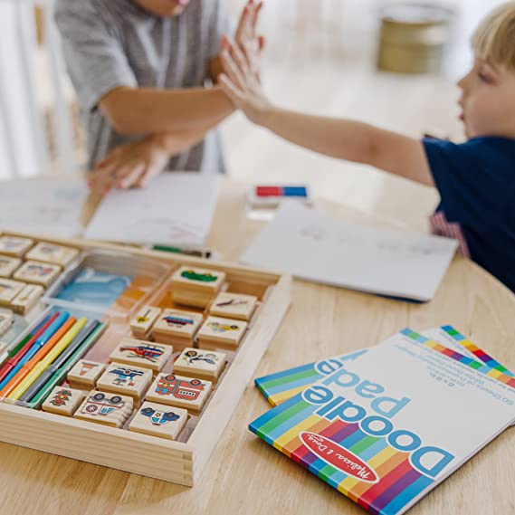 Melissa and Doug Deluxe Wooden Stamp Set - Vehicles