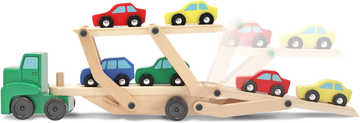 Melissa & Doug Car Carrier Truck and Cars Wooden Toy Set