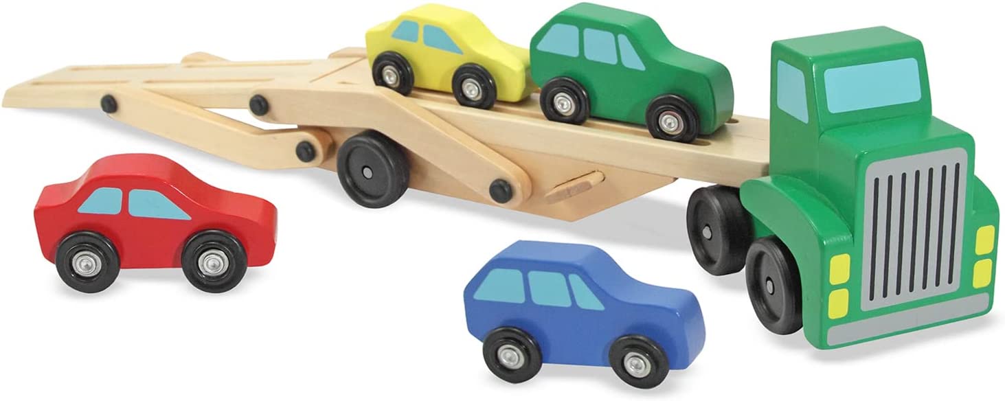 Melissa & Doug Car Carrier Truck and Cars Wooden Toy Set