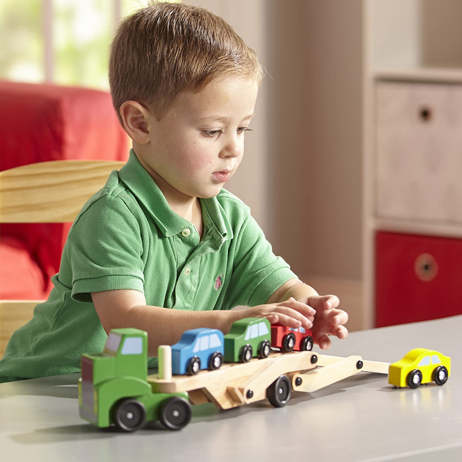 Melissa & Doug Car Carrier Truck and Cars Wooden Toy Set