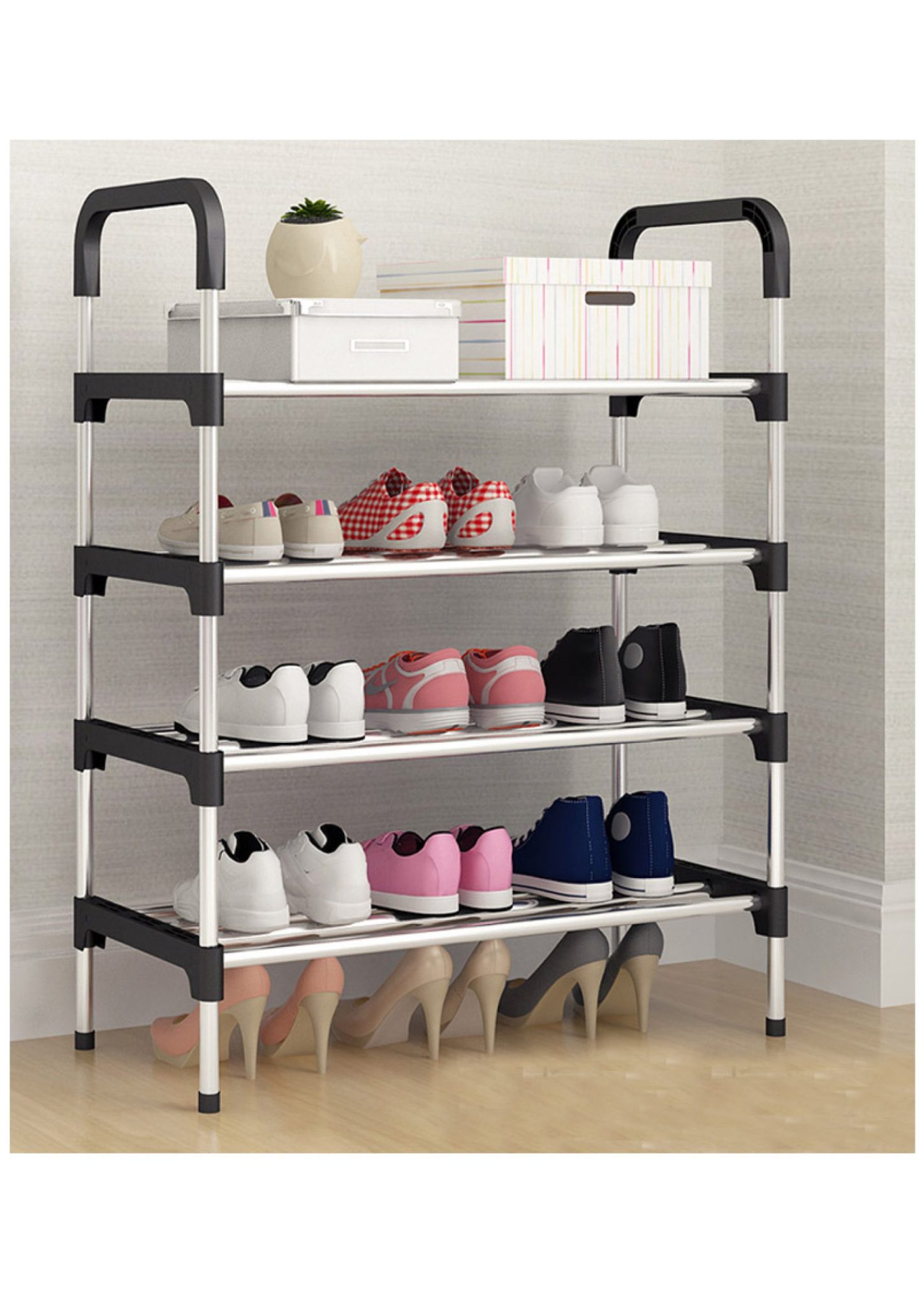 Radix 4 Tier Shoe Rack Black