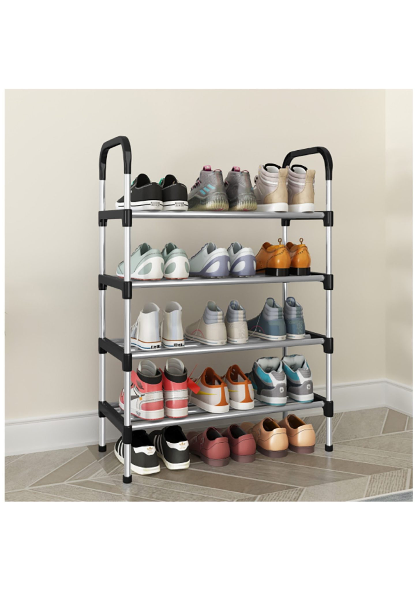 Radix 4 Tier Shoe Rack Black