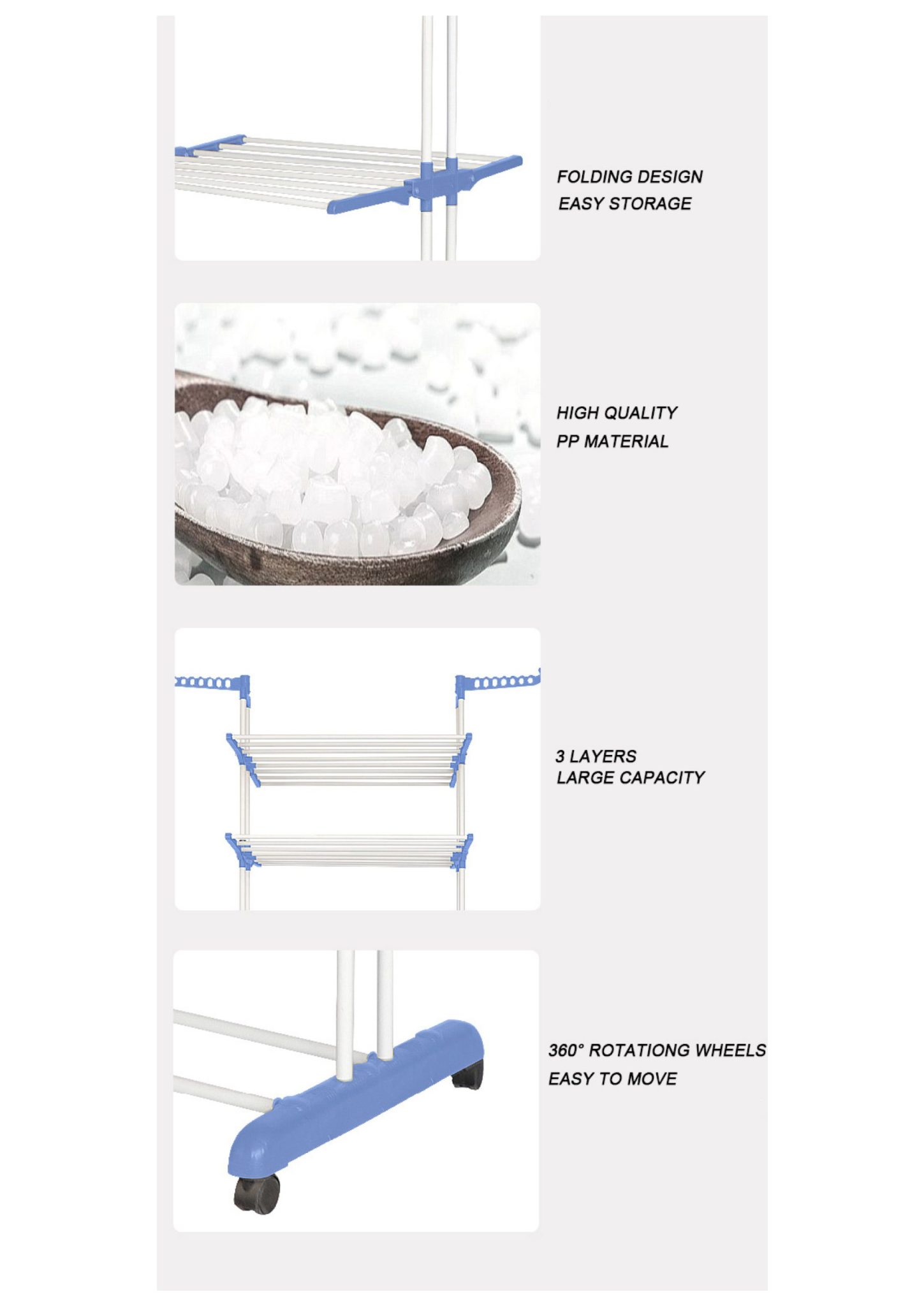 Radix 3 Layers Folding Cloth Rack Blue