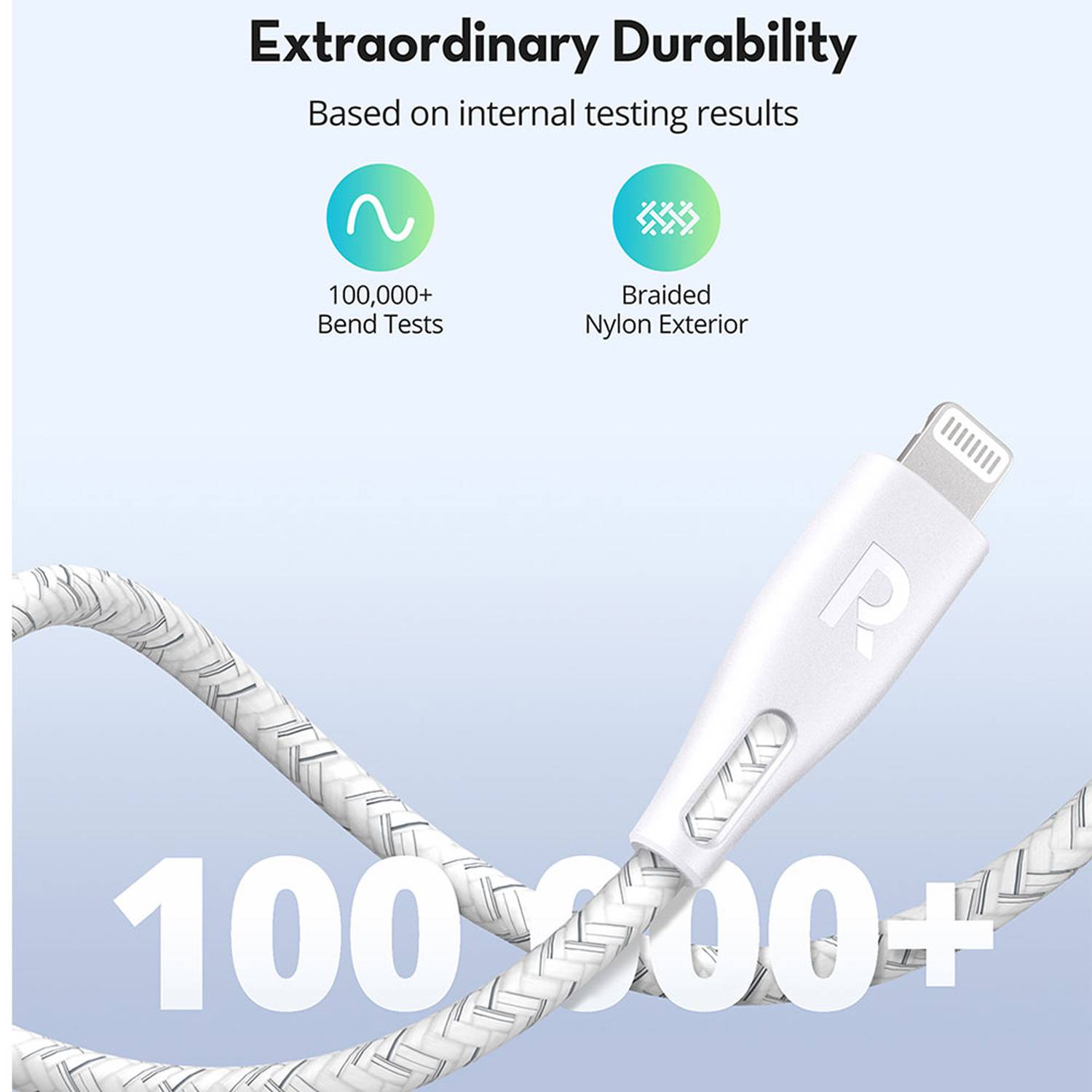 RAVPower RP-CB1018 Type-C to Lightning Cable 2m Nylon White