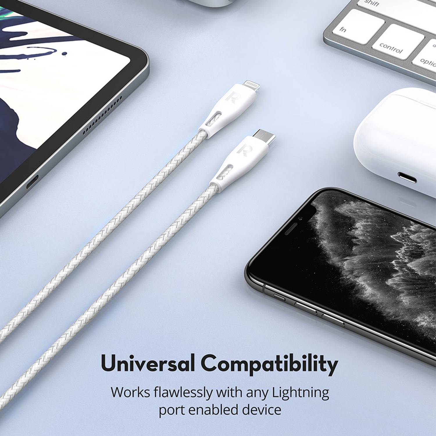 RAVPower RP-CB1018 Type-C to Lightning Cable 2m Nylon White