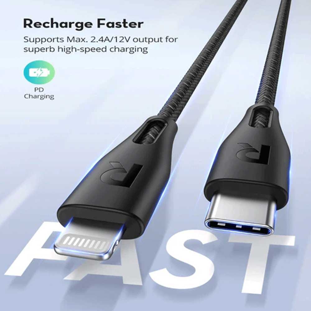 RAVPower RP-CB1018 Type-C to Lightning Cable 2m Nylon Black