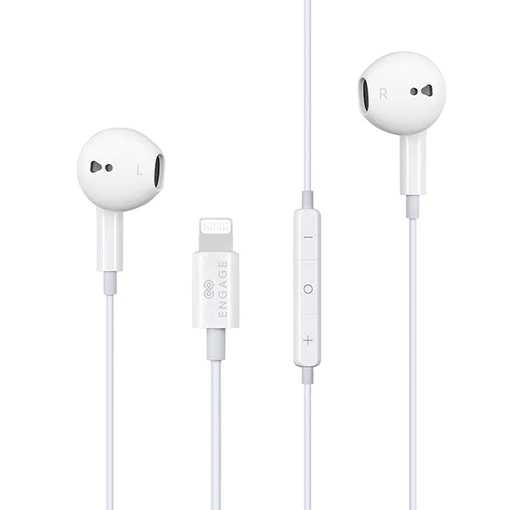 Engage MFI Apple Lightning Wired Earphone White