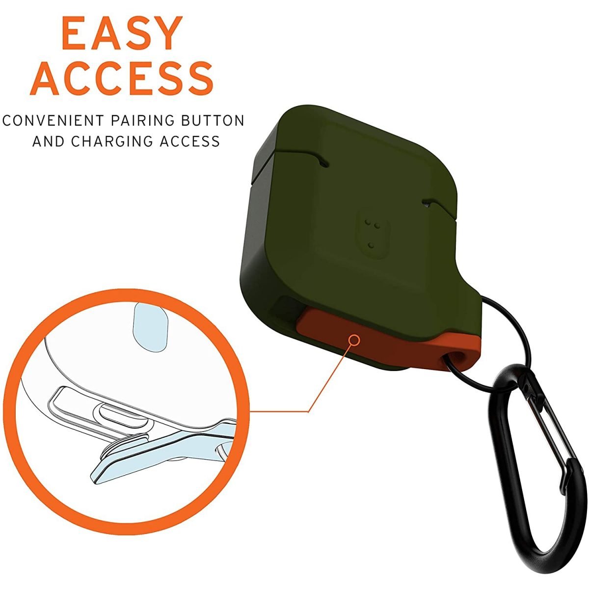 UAG Apple AirPods Silicone Case - Olive Drab/Orange