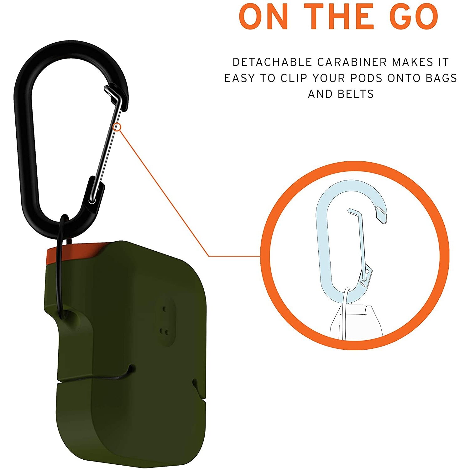 UAG Apple AirPods Silicone Case - Olive Drab/Orange