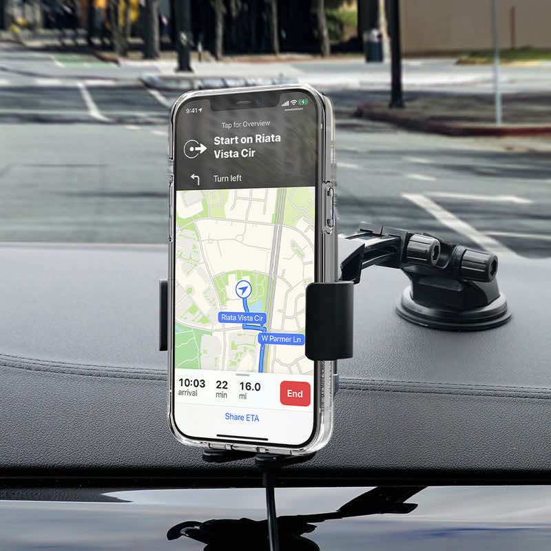 Elago Wireless Car Fast Charger with Auto-Clamping Car Mount (Included: Car Automatic Charger, Dashboard Mount, Air Vent Clip, USB-C Charging Cable)