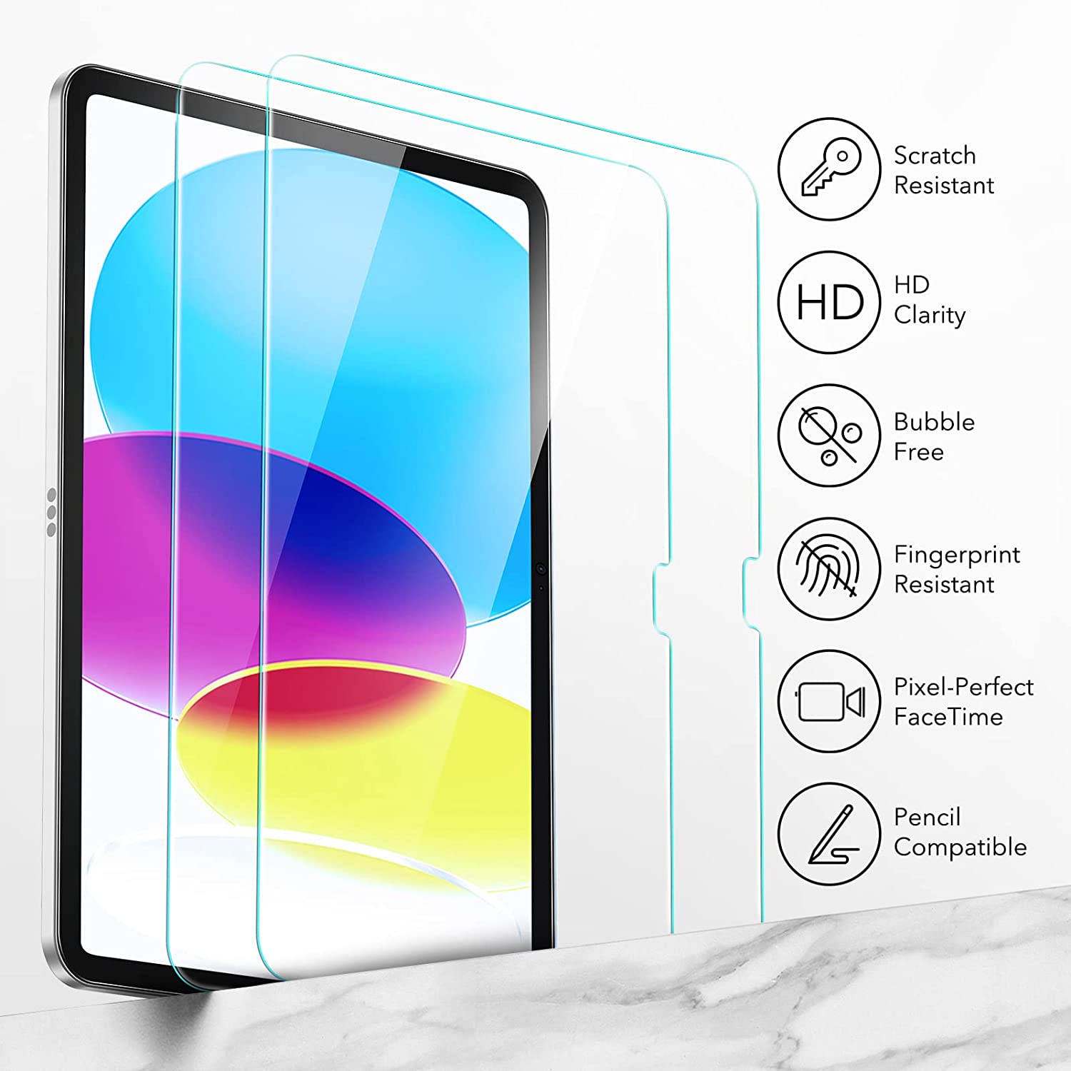 ESR iPad 10.9 2022 (10th Gen) Premium Tempered Glass Screen Protector 1Pack - CLear