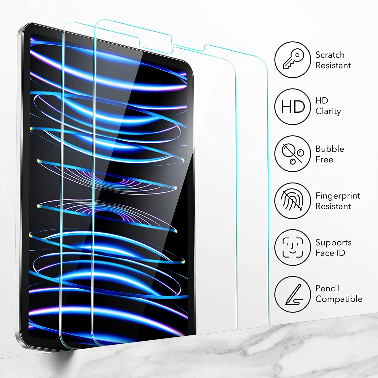 ESR iPad Air 5 2022/Air 4 2020 & iPad Pro 11 2021/2020/2018 Tempered Glass Screen Protector