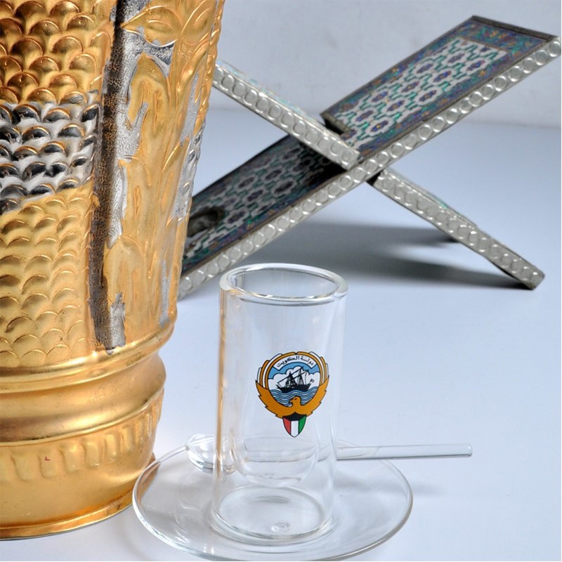 6 Pieces Double Glass Istikan Set With Kuwait Logo