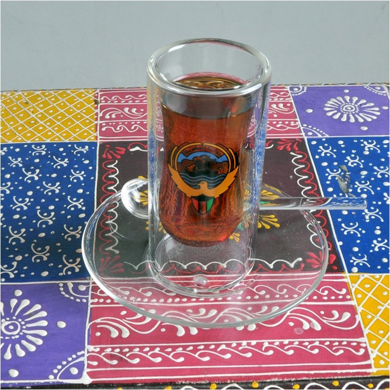 6 Pieces Double Glass Istikan Set With Kuwait Logo