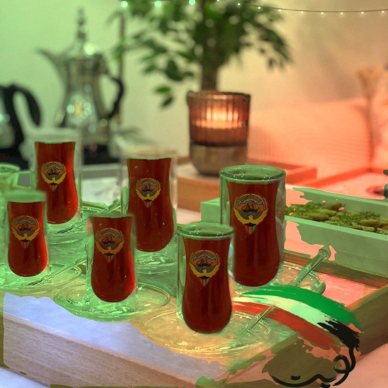 6 Pieces Double Glass Istikan Set With Kuwait Logo