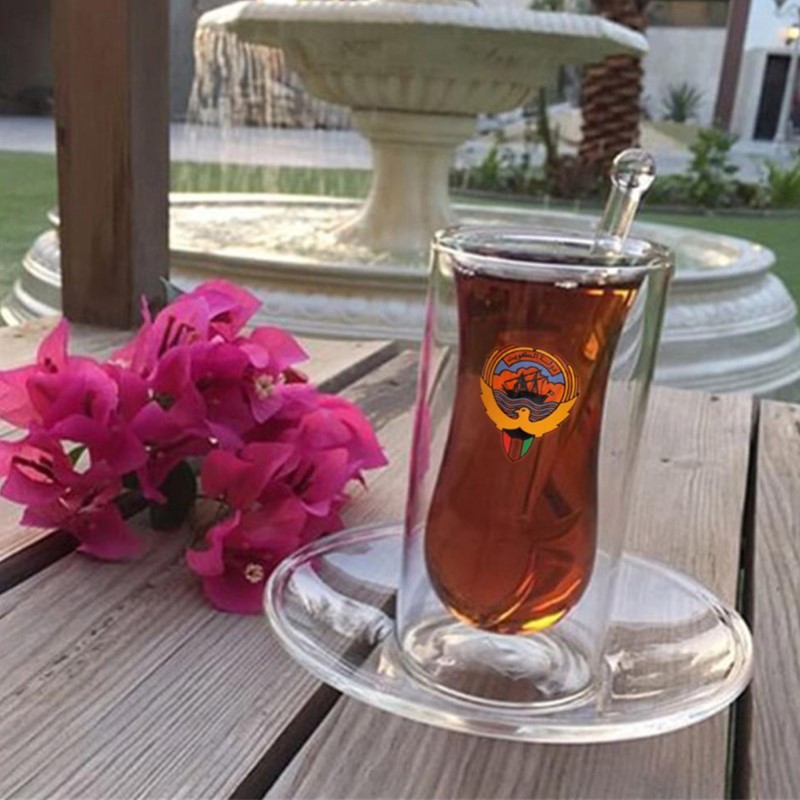 6 Pieces Double Glass Istikan Set With Kuwait Logo