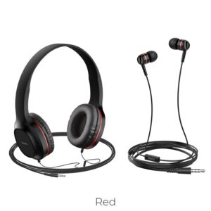 Hoco W24 Enlighten Headphones With Mic Set Red