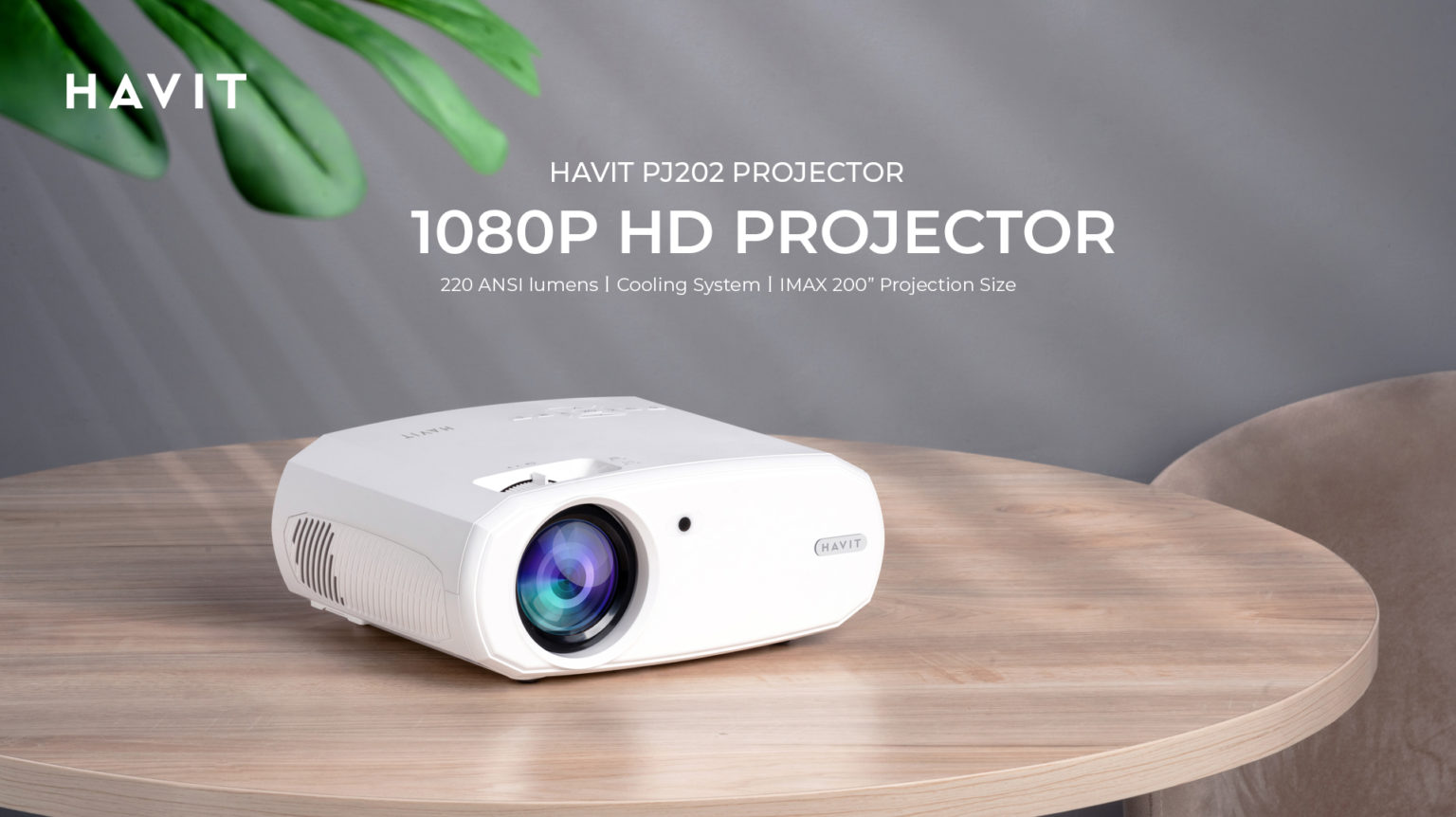 Havit - PJ202 Native 1080p Full HD Resolution Projector White