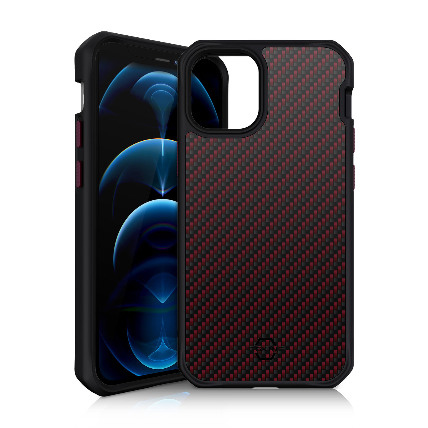 ITSKINS Carbon Case - Apple iPhone 12 & 12 Pro / Red Carbon
