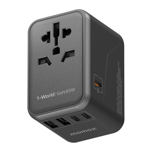 Momax 1-World 65W GaN Convenient Travel Socket UA8 - Black