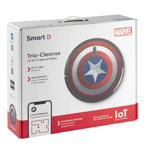 Momax Smart D Trio-Cleanse IoT Smart Ultraviolet Sweeping Robot (Captain America) - Black